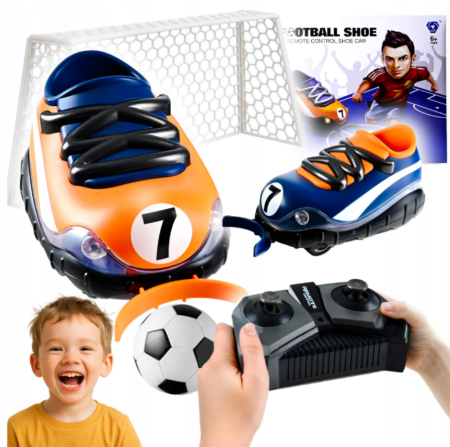 Seturi de joacă - Set mașinuțe cu telecomandă RC – Autodrom pentru 2 jucători, cu porți, minge și baterii incluse