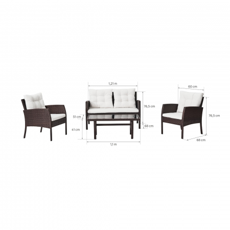 Set mobilier gradina, pentru 4 persoane, maro [1]