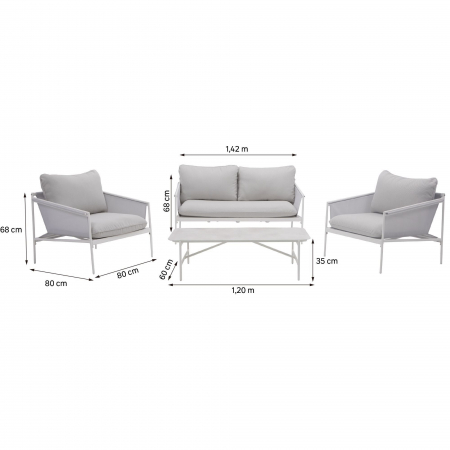 Set mobilier gradina PRESTIGE, pentru 4 persoane, otel/poliester, bej [5]