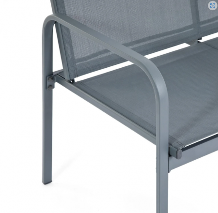 Set mobilier PrestigeGarden ideal pentru gradina/terasa/balcon, culoare gri antracit, otel, 4 persoane, compus din masuta de cafea, 2 scaune si canapea [5]