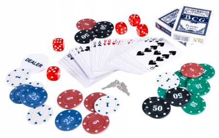 Set profesional de Poker cu 300 de jetoane, servietă, 2 pachete de cărți, 5 zaruri și jeton DEALER [1]