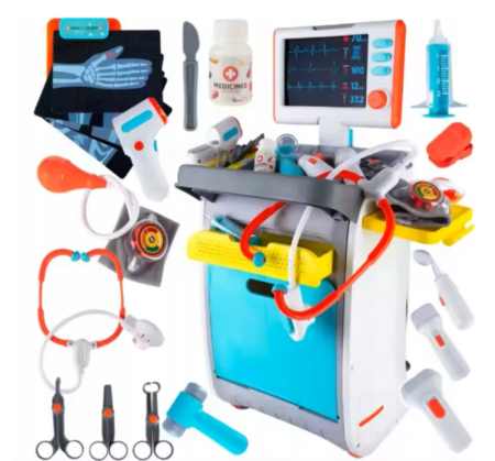 Seturi de joacă - Stație medicală 3 in 1 cu cărucior, sunete, lumini si radiografii