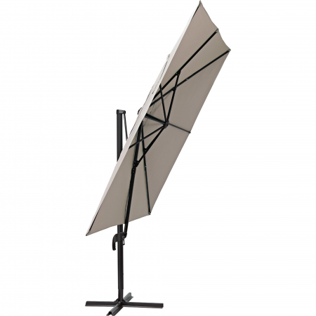 Umbrela terasa cu rotire 360 grade, otel/poliester, 286 x 286 cm, H 264 cm, bej [1]