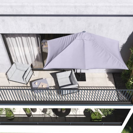 Umbrela terasa, de perete, aluminiu/poliester, 262 x 135 cm, H 240 cm, gri [6]