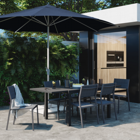 Umbrela terasa PRESTIGE, aluminiu/poliester, diametru 394 cm, H 285 cm, albastru [8]