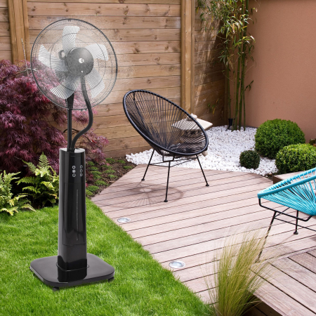 Ventilator cu picior, cu pulverizator apă, 70 W, diametru 40 cm, 3 viteze, negru [9]