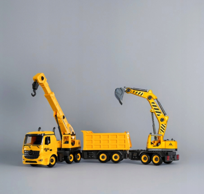Camion 3în1 macara, excavator și basculantă, cu acumulator reîncărcabil și unelte pentru asamblare [6]