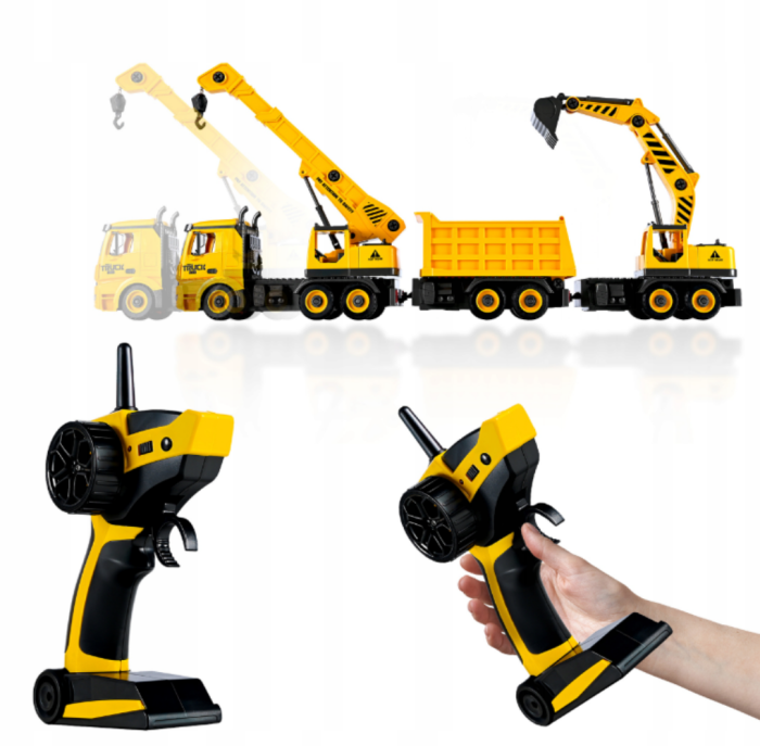 Camion 3în1 macara, excavator și basculantă, cu acumulator reîncărcabil și unelte pentru asamblare [4]