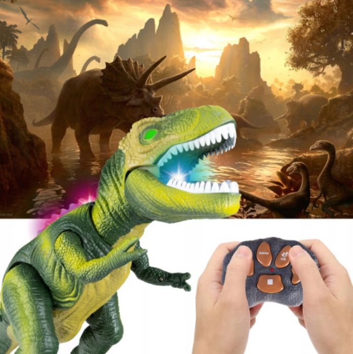 Dinozaur cu telecomanda, lumini LED, sunete și mișcări realiste, Tyranozaur [4]