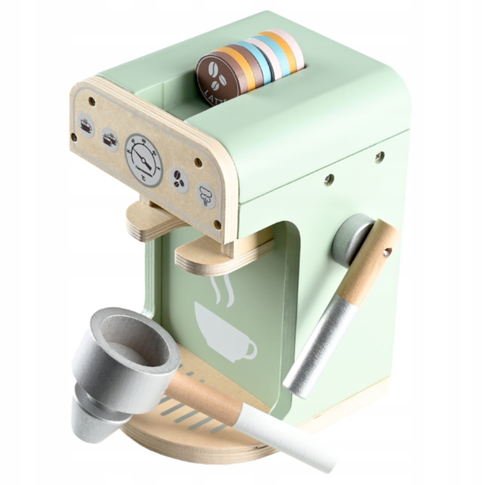Espressor de cafea din lemn pentru copii, set complet cu accesorii – jucărie educativă [4]