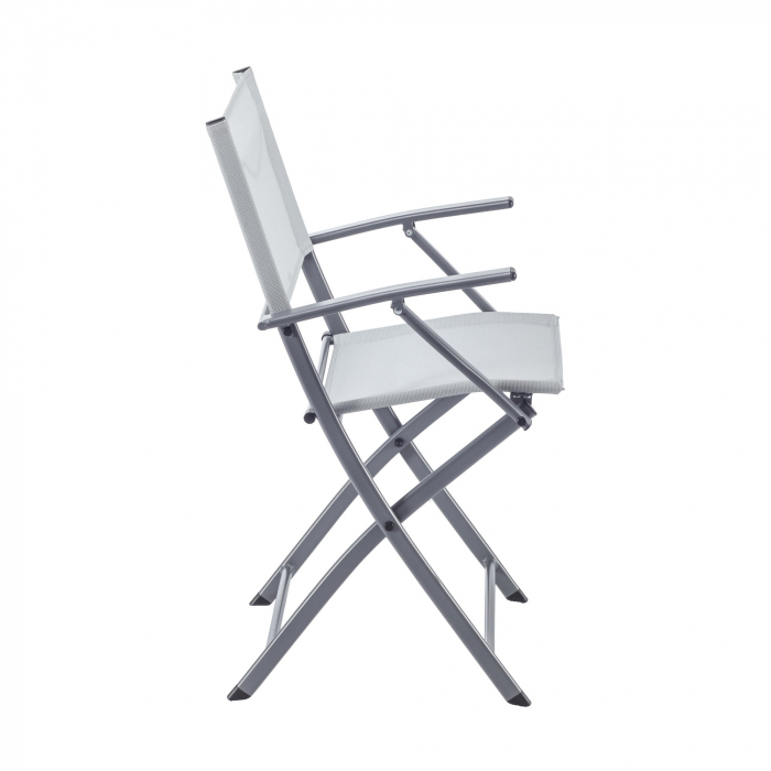Scaun pliabil cu cotiere,  aluminiu/textilen, gri deschis [2]