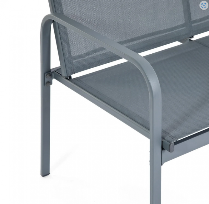 Set mobilier PrestigeGarden ideal pentru gradina/terasa/balcon, culoare gri antracit, otel, 4 persoane, compus din masuta de cafea, 2 scaune si canapea [6]