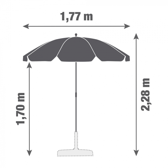 Umbrela plaja, otel/poliester, diametru 177 cm, H 228 cm, bej [2]