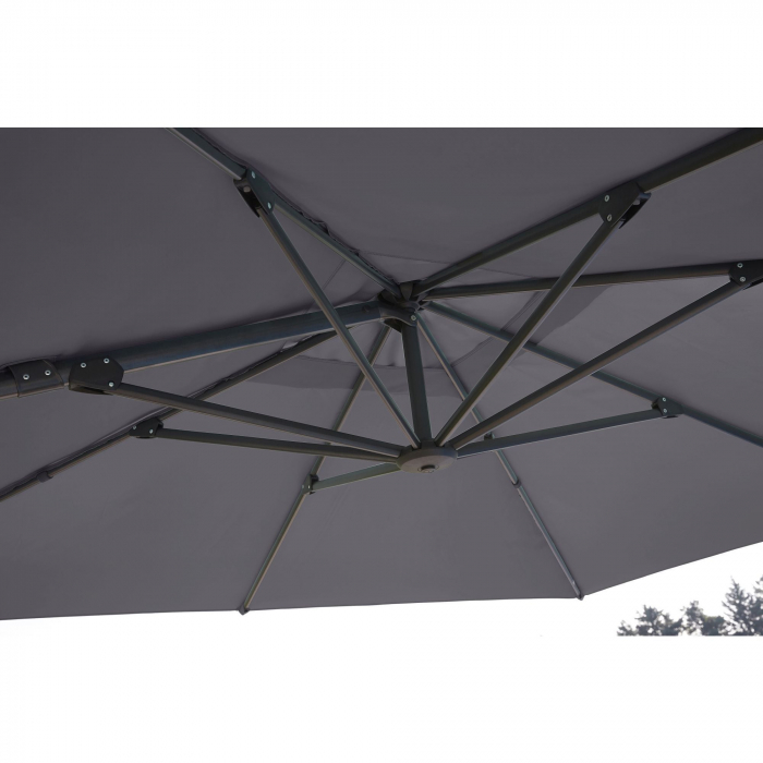 Umbrela terasa cu rotire 360 grade, aliminiu/otel/poliester, 286 x 286 cm, H 264 cm, gri [6]