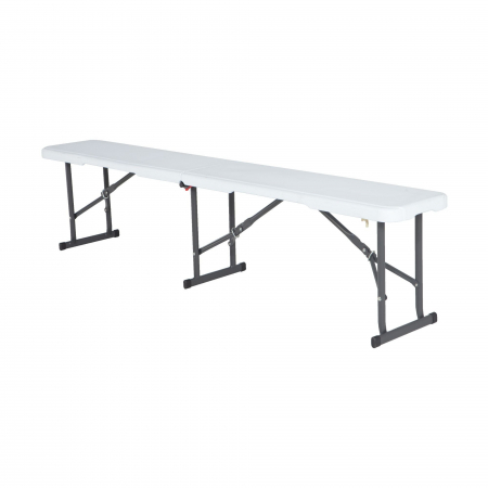 Mobilier grădină & terasă - Banca gradina, pentru 2 persoane, pliabila, otel/plastic, 183 x 29 x 42 cm, alb