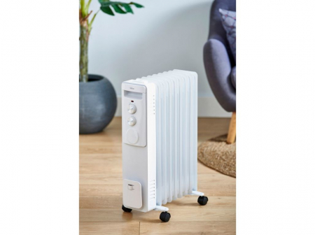 Calorifer electric cu ulei, 2000 W, 9 elementi, 3 trepte de putere, Termostat de siguranta, Termostat reglabil, Alb [1]