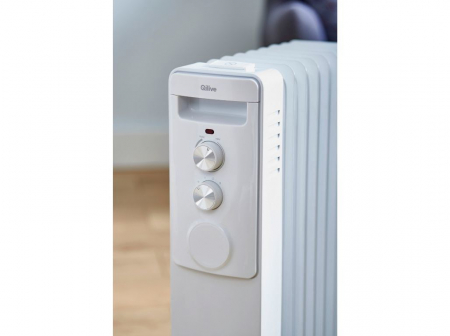 Aparate de încălzit electrice - Calorifer electric cu ulei, 2000 W, 9 elementi, 3 trepte de putere, Termostat de siguranta, Termostat reglabil, Alb