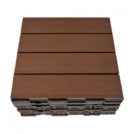 Amenajare grădină - Dale WPC, 300 x 300 x 24 mm, maro (set 6 buc)