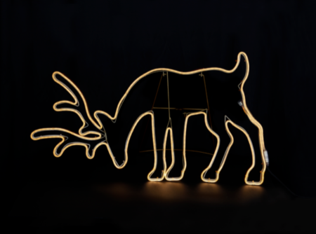 Brazi si decoratiuni de Craciun - Decorațiune LED tip neon – Ren de Crăciun, 100 × 52 cm, 8 moduri de iluminare, alb cald, IP44