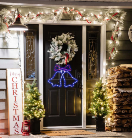 Decorațiune luminoasă LED în formă de clopoței cu fundă, albastru/roșu, 72 LED-uri, 60x48 cm, IP44 [5]