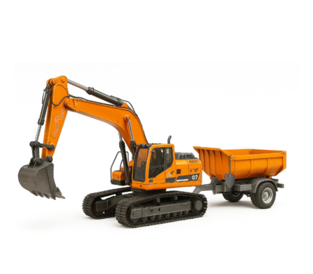 Articole copii - Excavator și basculantă cu efecte de lumină și fum, acumulator și telecomandă