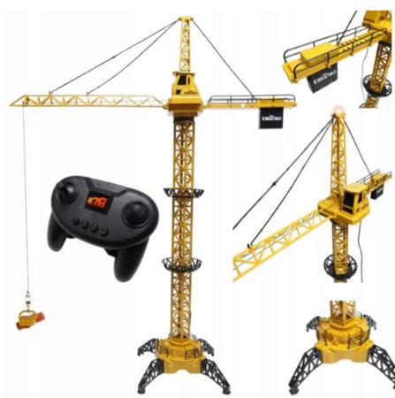 Vehicule și mașinuțe - Macara de construcții cu telecomandă, efecte sonore și luminoase, înălțime 128 cm, braț 93 cm