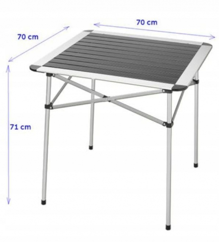 Masa din aluminiu pentru camping CountrySide, Sarcina max 50 kg, 70 x 70 x 70 cm, Negru/Argintiu [3]