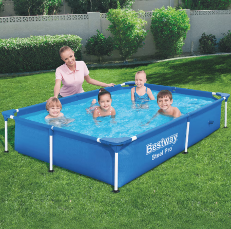 Piscina cu cadru metalic Bestway, 221x150x43 cm, 1.200 litri, albaastru [4]