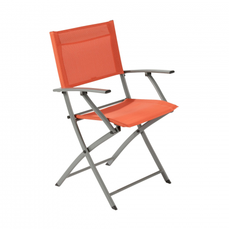 Mobilier grădină & terasă - Scaun pliabil cu cotiere, aluminiu/textilen, portocaliu