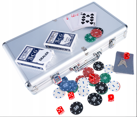 Set profesional de Poker cu 300 de jetoane, servietă, 2 pachete de cărți, 5 zaruri și jeton DEALER [4]