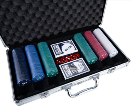 Set profesional de Poker cu 500 de jetoane, 2 pachete de cărți, 5 zaruri și valiză aluminiu [1]