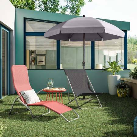 Umbrela plaja, otel/poliester, diametru 177 cm, H 228 cm, gri antracit [2]