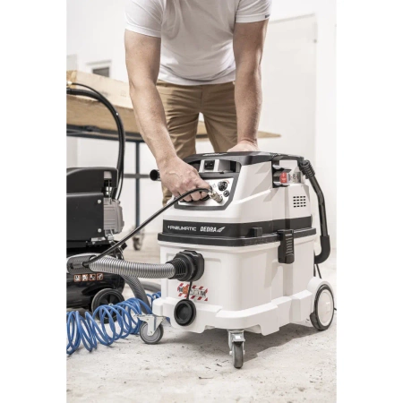 Aspirator de construcții cu funcție de curățare automată a filtrului și posibilitatea de a conecta un compresor și dispozitive pneumatice, filtru de clasă M, DEDRA DED6609P [3]