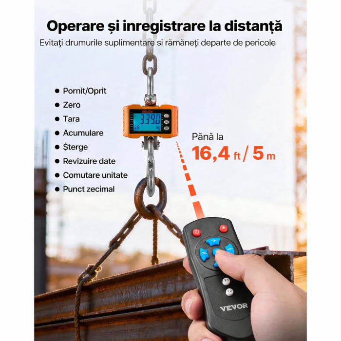 Cântar  digital cu carlig tip macara , capacitate maximă de 2000 kg [4]