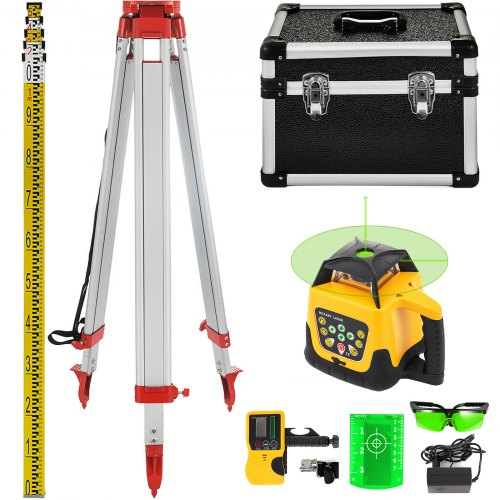 Kit laser verde rotativ Vevor 500m+1.65m Trepied din aluminiu , rigla gadata 5m [1]