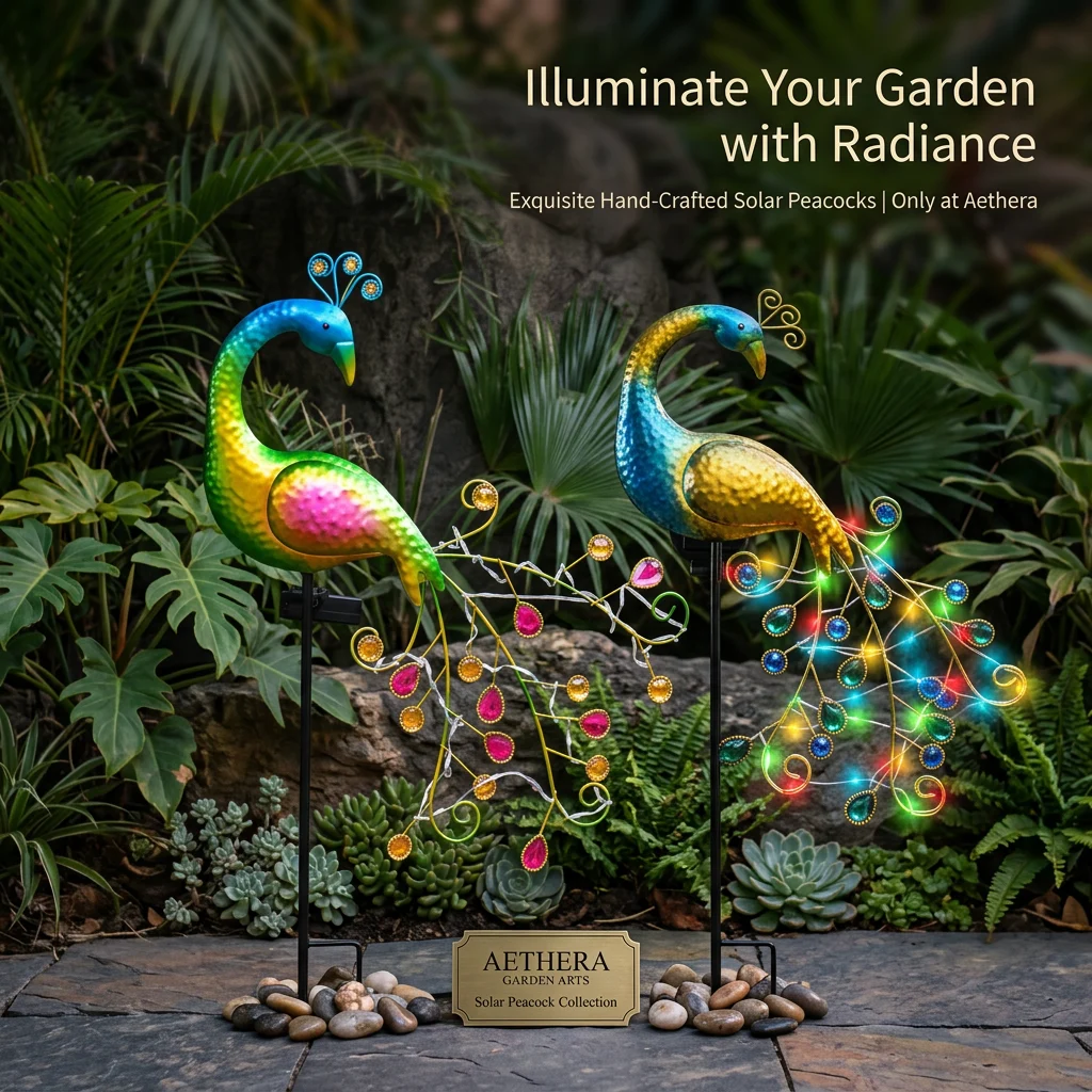 Lampa Solara Decorativa Paun LED - Iluminare Eleganta pentru Gradina Ta [8]