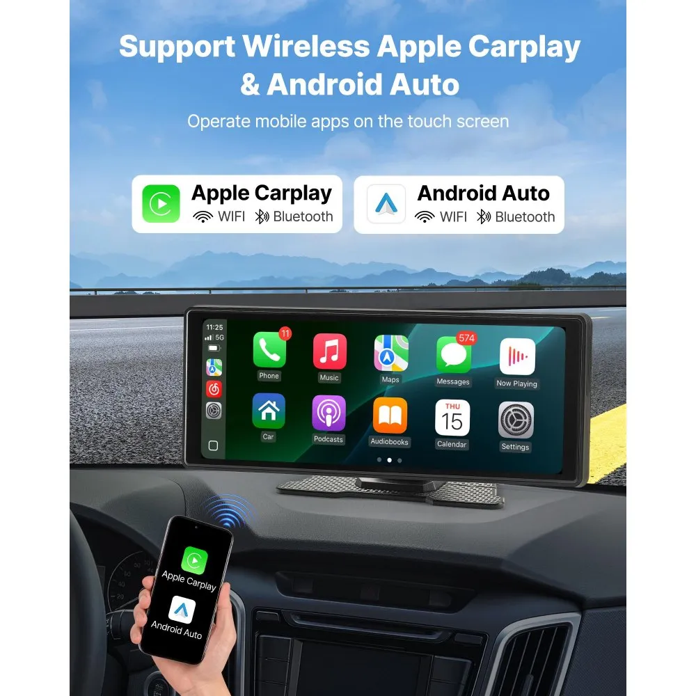 Navigatie auto portabila Sistem Multimedia Apple Carplay/Android 7094P, Ecran Tactil Full HD, Bluetooth, Mirror Link/Card TF/USB/AUX [2]