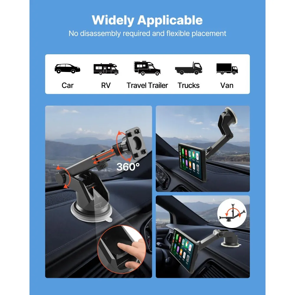 Navigatie auto portabila Sistem Multimedia Apple Carplay/Android 7094P, Ecran Tactil Full HD, Bluetooth, Mirror Link/Card TF/USB/AUX [5]