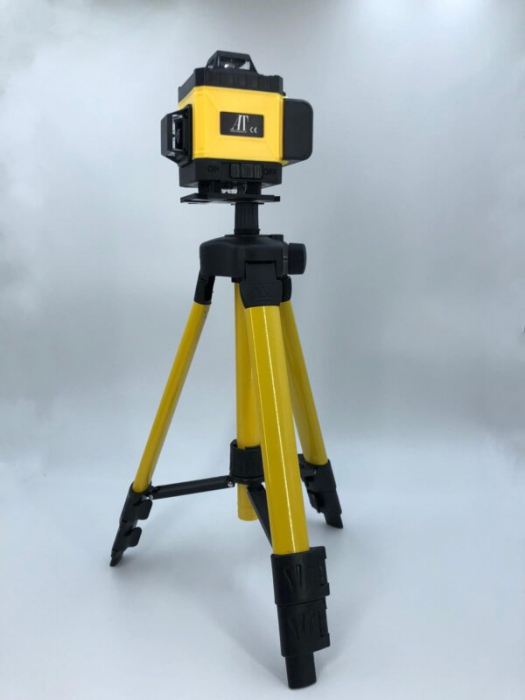 Nivela laser 4D cu 16 linii, 360°, Platforma de ridicare, cu autonivelare, Telecomanda, Lumina verde, Trepied 150 cm, Negru/GALBEN. [8]