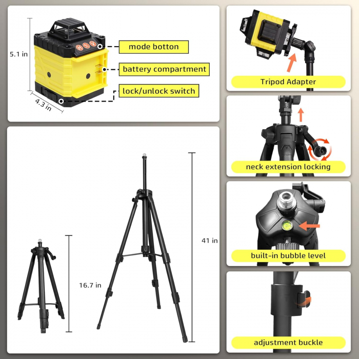 Nivela Laser 4D  cu 16 Linii Verzi ,Accesorii Complete SI TREPIED [2]