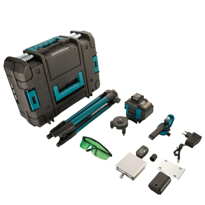 Nivela Laser Profesională 4D 16 Linii 360° cu Linii Verzi - 2 Baterii Li-ion, Telecomandă + Trepied, Servietă Transport [3]