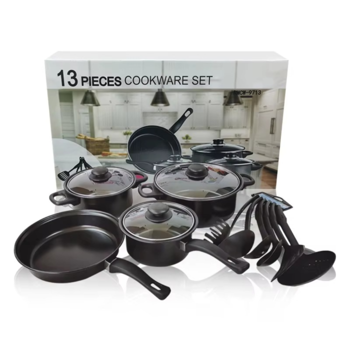Set 13 Piese Vase Gatit Antiaderente Non-Stick - Oale, Tigai, Capace Sticla si Ustensile [2]