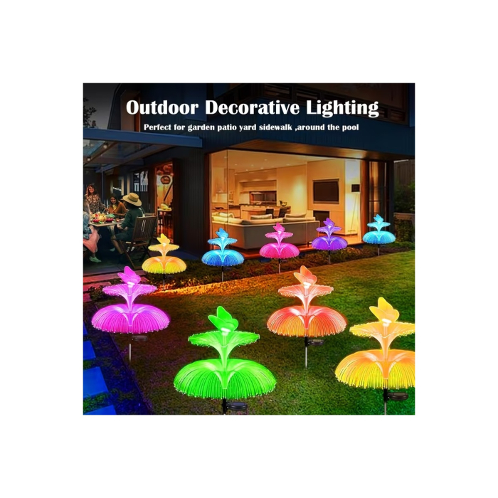 SET 4Lampi Solare cu Fluture si Doua Serii de Meduze, RGB, Multicolor, 80cm [3]