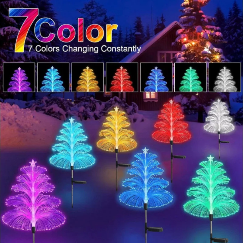 Set 4 Lămpi Solare tip Fântână cu Fibră Optică – Iluminare Multicoloră pentru Decorațiuni [3]