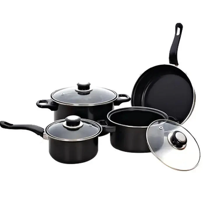 Set Gatit 13 Piese, Oale si Tigaie Antiaderente cu Ustensile, Capace Sticla, Ideal Bucatarie [2]