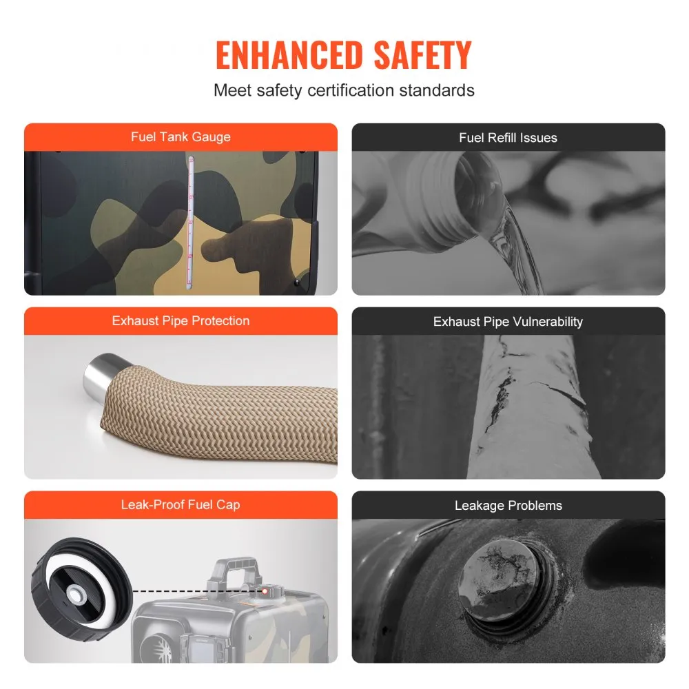 Sirocou VEVOR 8KW, încălzitor de aer diesel multifuncțional 12V/24/220V, control prin aplicație Bluetooth, telecomandă și ecran de afișare, alarmă CO2 (dioxid carbon) [3]