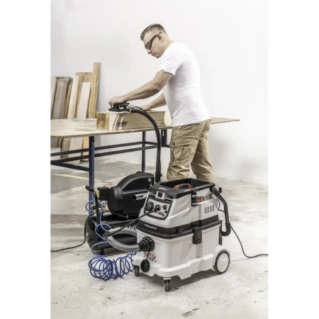 Aspirator de construcții cu funcție de curățare automată a filtrului și posibilitatea de a conecta un compresor și dispozitive pneumatice, filtru de clasă M, DEDRA DED6609P [1]