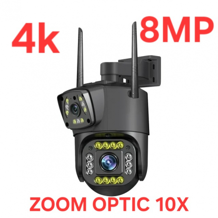 CAMERE SUPRAVEGHERE - Camera de Supraveghere IP Dubla Inteligenta 360, WI-FI, 4K, 8 MP. 1080P, Zoom Optic