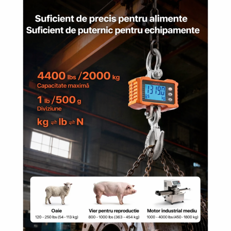 Cântar  digital cu carlig tip macara , capacitate maximă de 2000 kg [1]