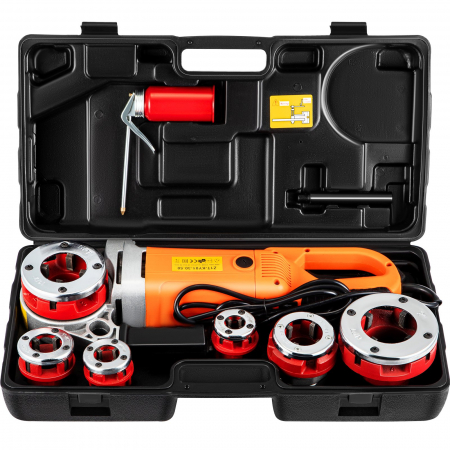 SCULE CONSTRUCTII - CLUPA ELECTRICA Masina de filetat tevi Vevor cu 6 capete de filetat 1/2", 3/4", 1", 1 1/4", 1 1/2", 2", putere 2300 W